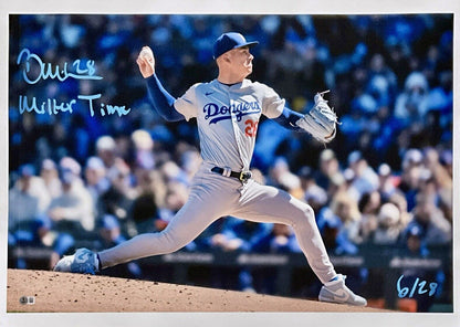 6/28 BOBBY MILLER DODGERS SIGNED 20X30 CANVAS PRINT "MILLER TIME" BECKETT ITP