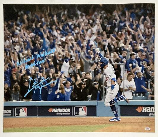 CHRIS TAYLOR DODGERS SIGNED 22X26 CANVAS "WILDCARD WALKOFF HOME RUN" PSA 2C53361