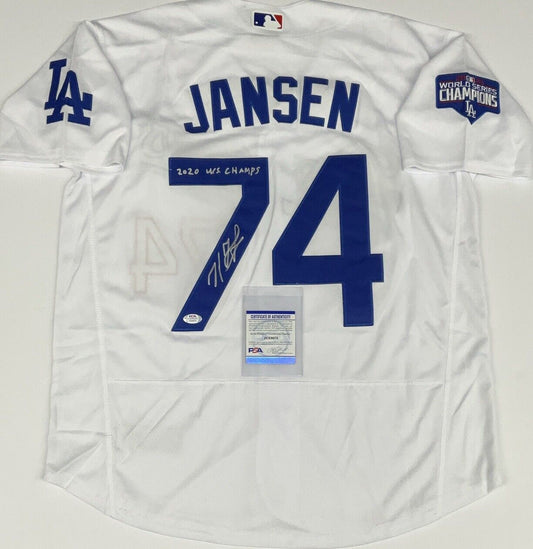 KENLEY JANSEN DODGERS SIGNED 2020 WORLD SERIES JERSEY 2020 WS CHAMP" PSA 1C53072