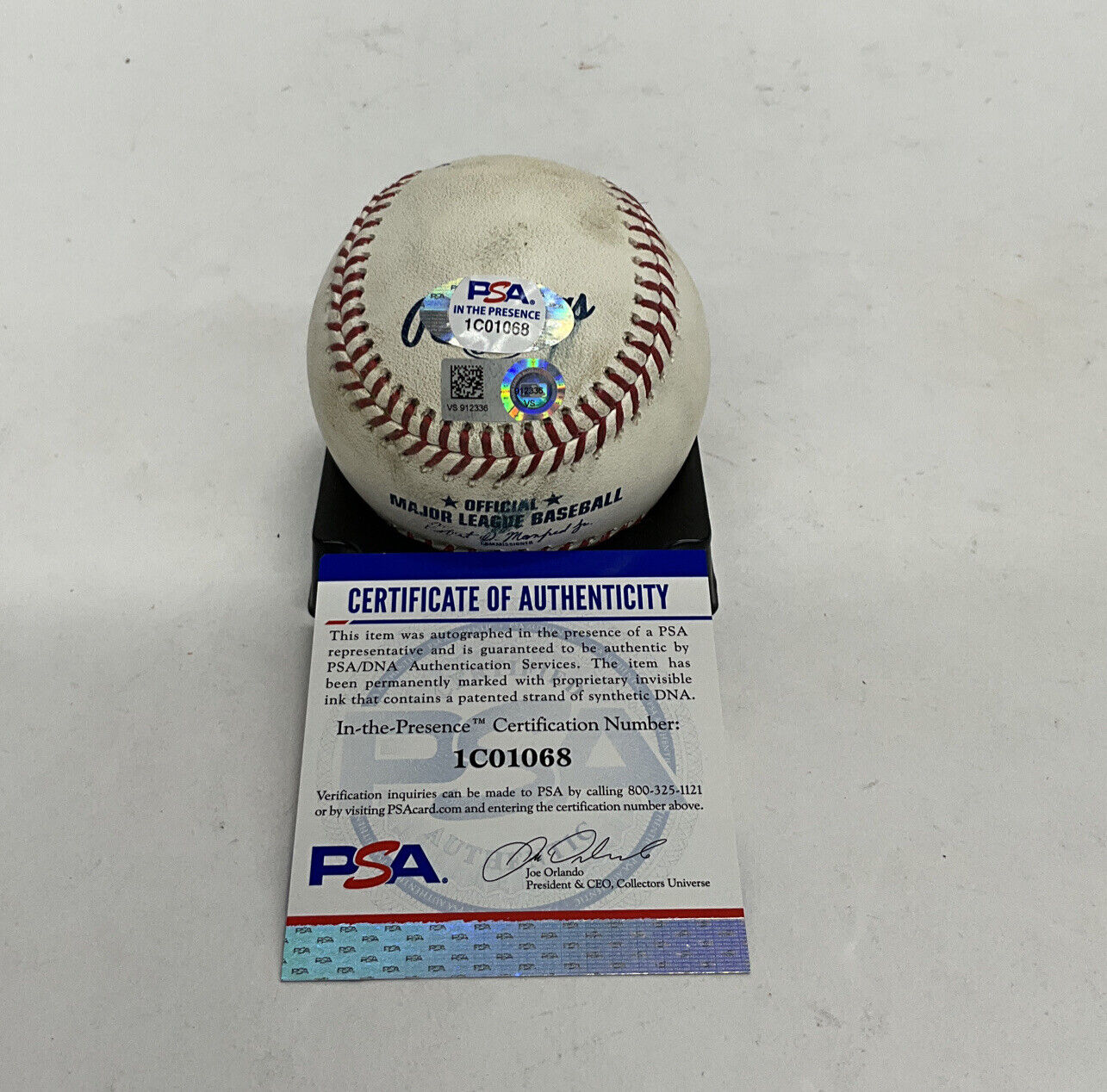 JUSTIN TURNER DODGERS SIGNED GAME USED BASEBALL "2 RBI DOUBLE" INS PSA 1C01068