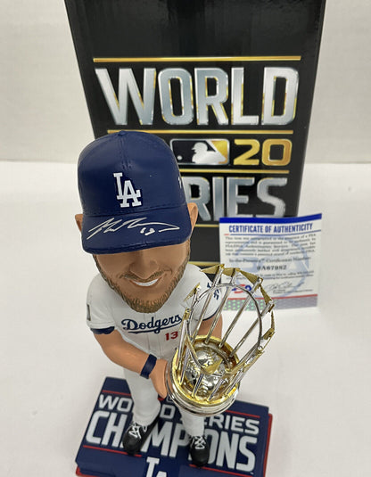 MAX MUNCY DODGERS SIGNED FOCO CHAMPIONSHIP BOBBLEHEAD "2020 WS CHAMP PSA 9A67982