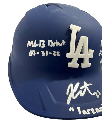 JAMES OUTMAN SIGNED DODGERS FULL SIZE HELMET "MLB DEBUT, 1ST HR" PSA RG51292