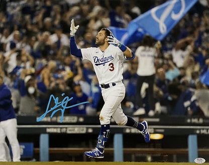 CHRIS TAYLOR DODGERS SIGNED 16X20 WILDCARD WALKOFF HR CELEBRATION PHOTO BLUE PSA