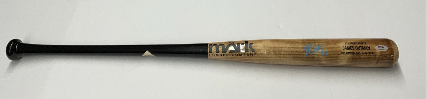 JAMES OUTMAN DODGERS SIGNED MARK LUMBER GAME MODEL J01 MAPLE BAT PSA RG51305