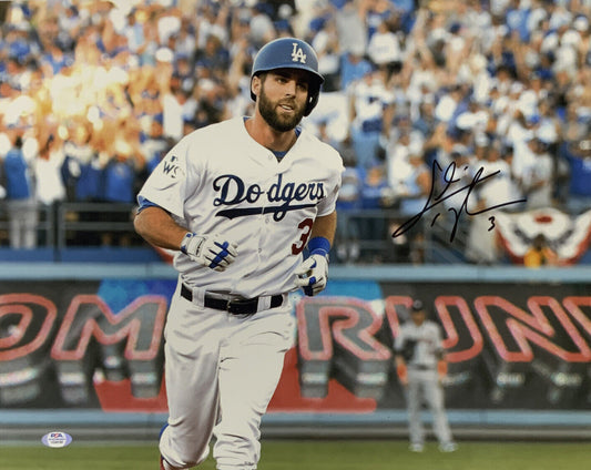 CHRIS TAYLOR DODGERS 2020 WORLD SERIES CHAMP SIGNED 16X20 HOME RUN PHOTO BLK PSA