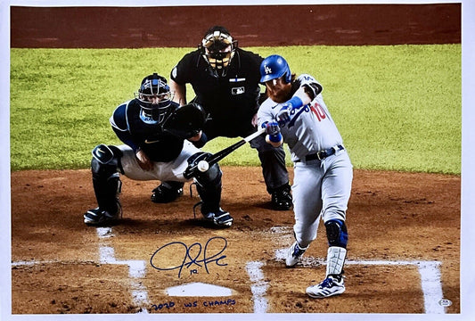 JUSTIN TURNER DODGERS SIGNED 22X33 WS HR CANVAS "2020 WS CHAMPS" PSA 9A99845