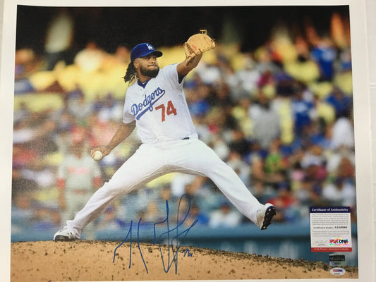 KENLEY JANSEN DODGERS ALL TIME SAVES LEADER SIGNED 18X22 CANVAS PRINT PSA 6999