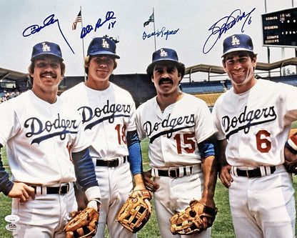 DODGERS 1981 GREATEST INFIELD SIGNED 16X20 PHOTO RUSSELL GARVEY CEY LOPES JSA