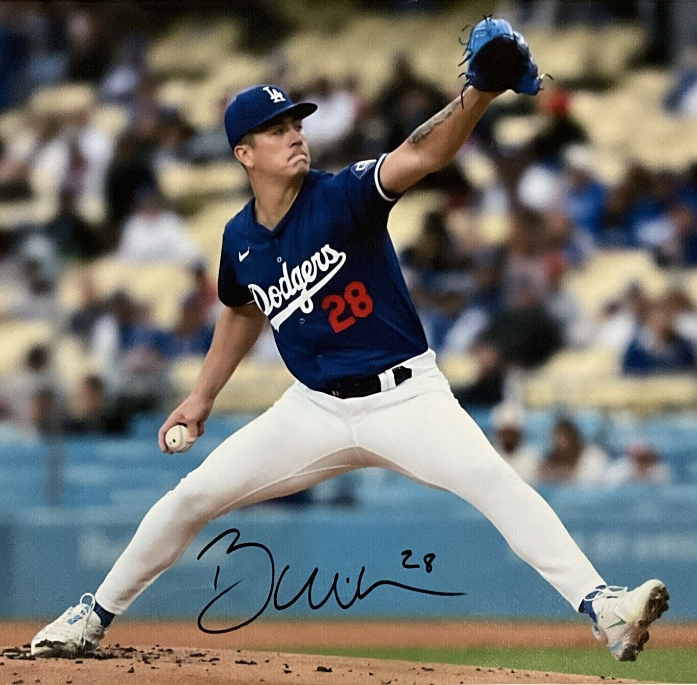 BOBBY MILLER DODGERS SIGNED 20X30 PITCHING VS ANGELS CANVAS PRINT BAS 1W826405