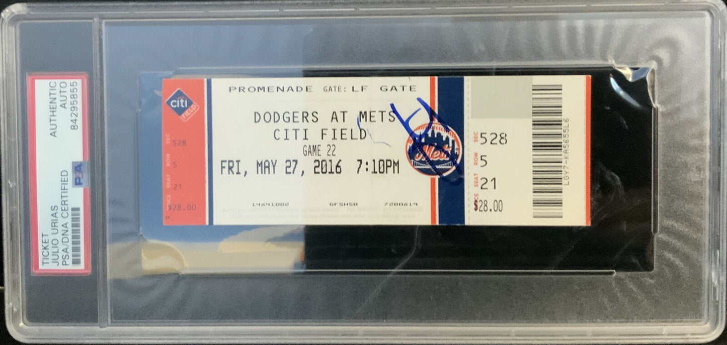 2020 W.S CHAMPION JULIO URIAS SIGNED MLB DEBUT TICKET STUB PSA SLABBED 84295855