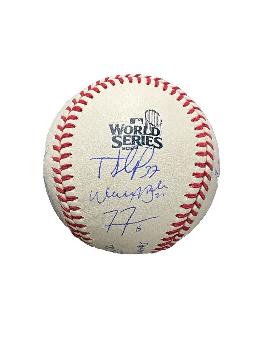 DODGERS SIGNED 2024 WORLD SERIES BALL 17 AUTOS FREEMAN TEO MUNCY BUEHLER PSA 070