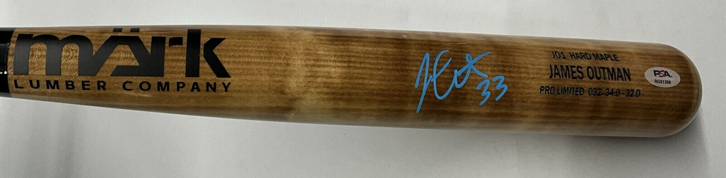 JAMES OUTMAN DODGERS SIGNED MARK LUMBER GAME MODEL J01 MAPLE BAT PSA RG51308