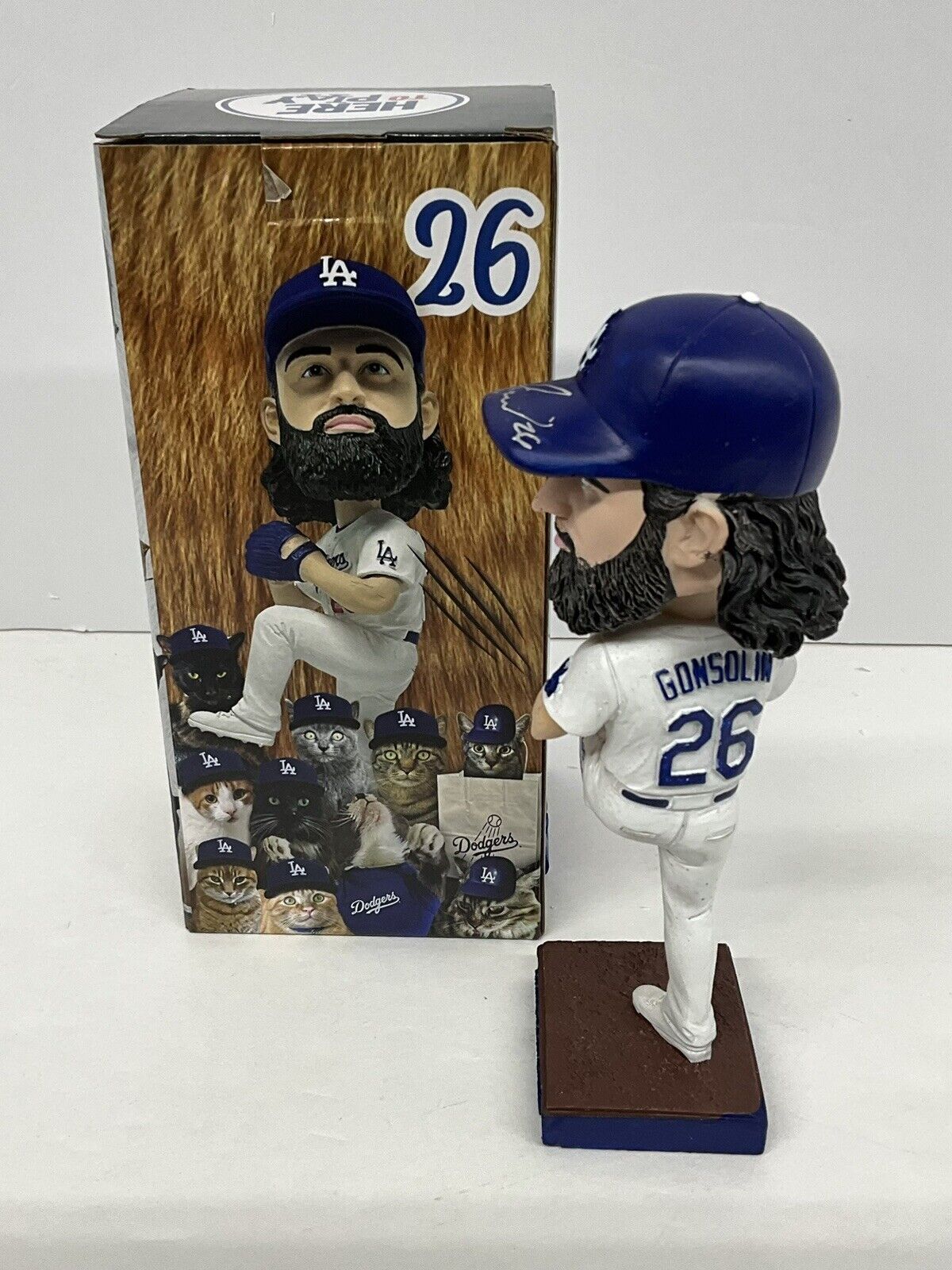 TONY GONSOLIN SIGNED DODGERS SGA BOBBLEHEAD "2020 WS CHAMPS" INSCRIP PSA 2C60244