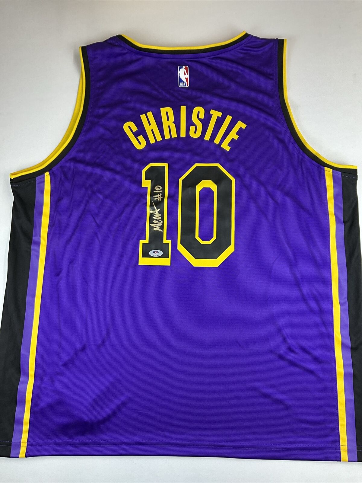 MAX CHRISTIE SIGNED LOS ANGELES LAKERS FANATICS PURPLE JERSEY PSA ITP 2C87947