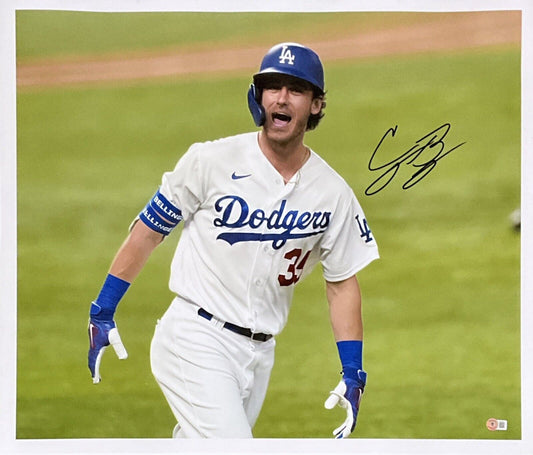 CODY BELLINGER DODGERS 2020 WS CHAMPION SIGNED 22X26 CANVAS BECKETT BH79021