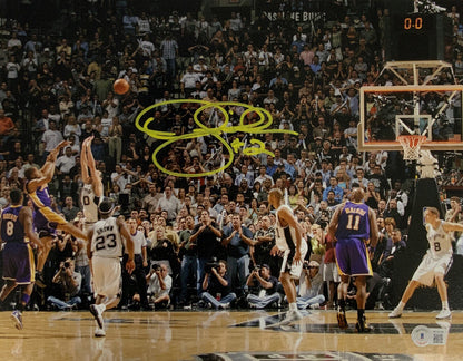 5X NBA CHAMPION DEREK FISHER LAKERS SIGNED 11X14 PHOTO 0.4 SECONDS SHOT BECKETT