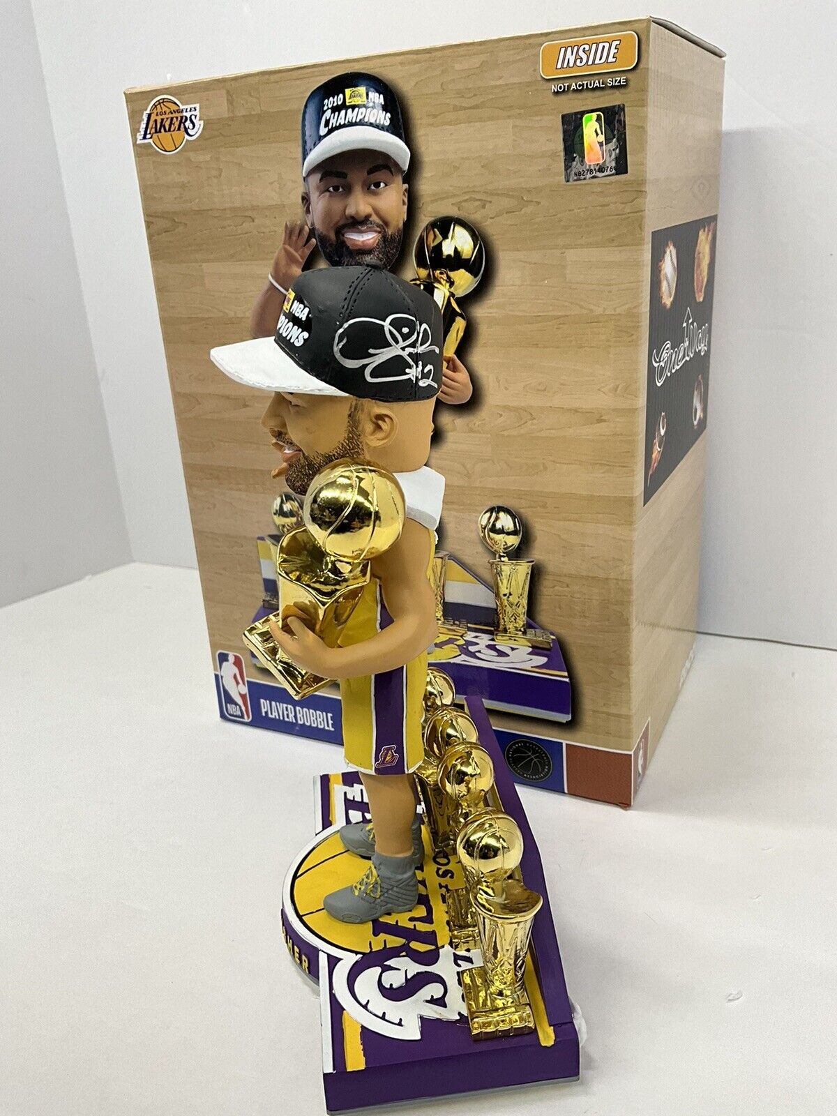 DEREK FISHER SIGNED LAKERS 5X CHAMPION LIMITED #/360 FOCO BOBBLEHEAD BAS W128230