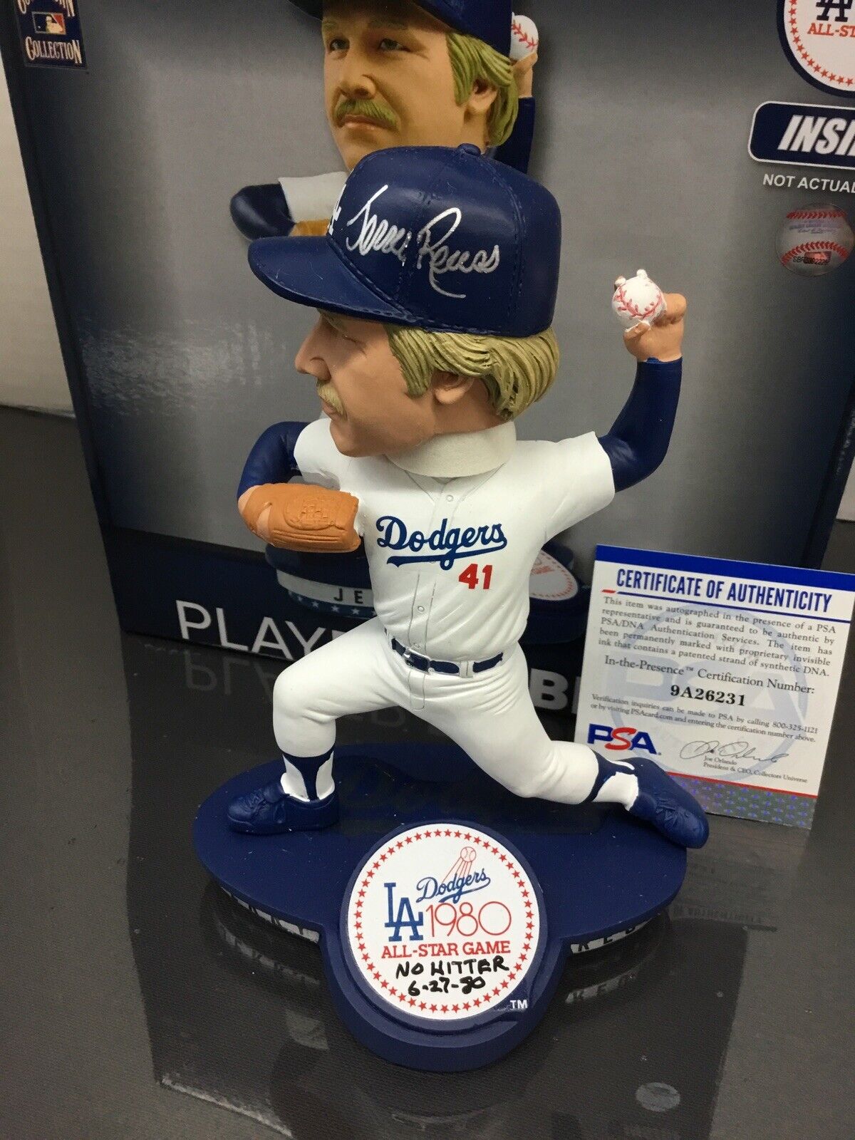 JERRY REUSS DODGERS SIGNED 1980 ALLSTAR GAME BOBBLEHEAD "NO HITTER 6-27-80" PSA