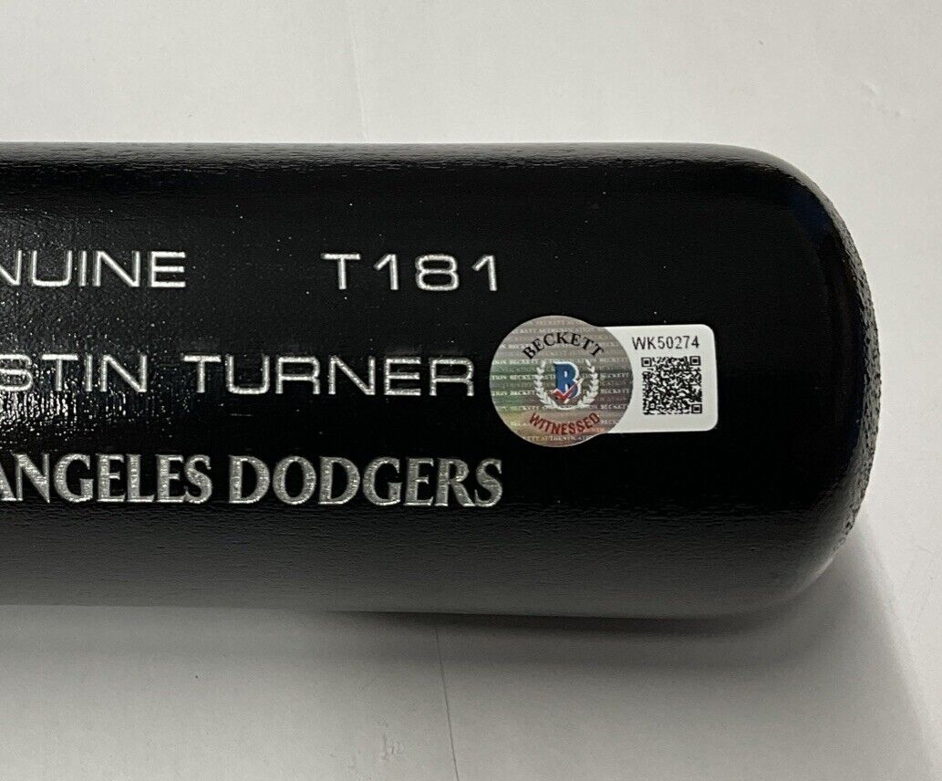 8/10 S JUSTIN TURNER DODGERS SIGNED LOUISVILLE SLUGGER BAT "2020 WS CHAMPS" BAS