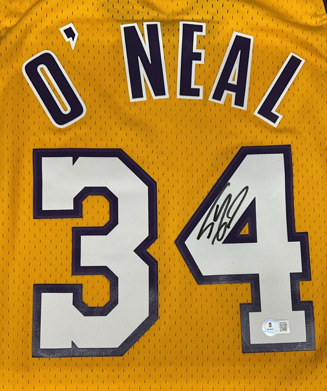 SHAQUILLE O'NEAL SIGNED LOS ANGELES LAKERS MITCHELL & NESS JERSEY BAS 1W489282