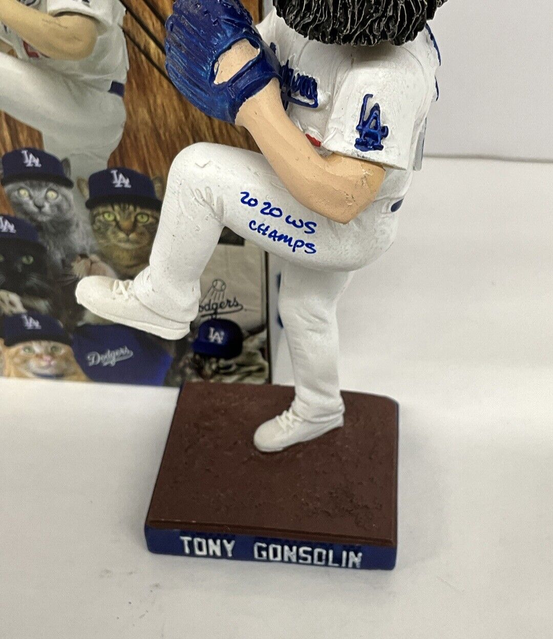 TONY GONSOLIN SIGNED DODGERS SGA BOBBLEHEAD "2020 WS CHAMPS" INSCRIP PSA 2C60244