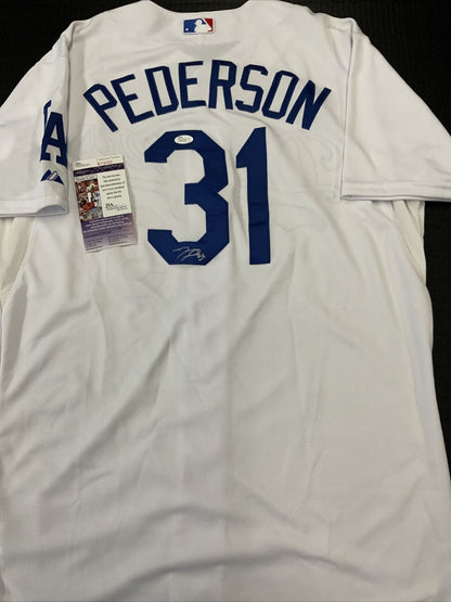 JOC PEDERSON  DODGERS OUTFIELDER SIGNED White 100% Authentic Jersey JSA R09292