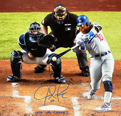 JUSTIN TURNER DODGERS SIGNED 22X33 WS HR CANVAS "2020 WS CHAMPS" PSA 9A99844