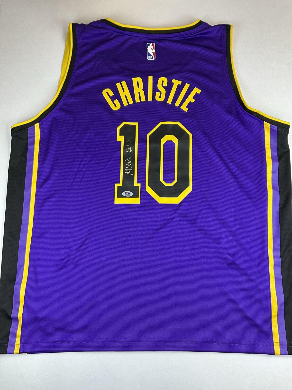 MAX CHRISTIE SIGNED LOS ANGELES LAKERS FANATICS PURPLE JERSEY PSA ITP 2C87949