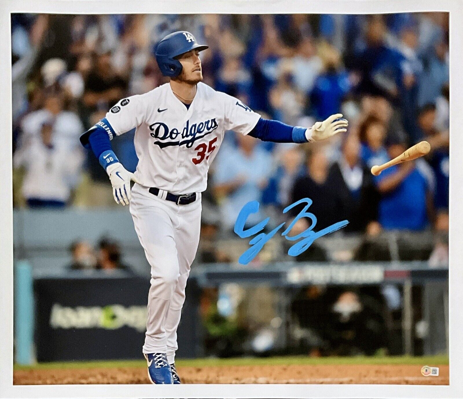 CODY BELLINGER DODGERS 2020 WS CHAMPION SIGNED 22X26 CANVAS BECKETT BH79027