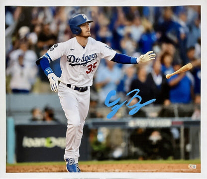 CODY BELLINGER DODGERS 2020 WS CHAMPION SIGNED 22X26 CANVAS BECKETT BH79027