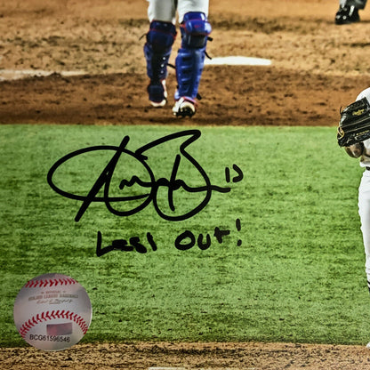 AUSTIN BARNES DODGERS SIGNED 2020 WS LAST OUT 8X10 PHOTO "LAST OUT" BECKETT ITP