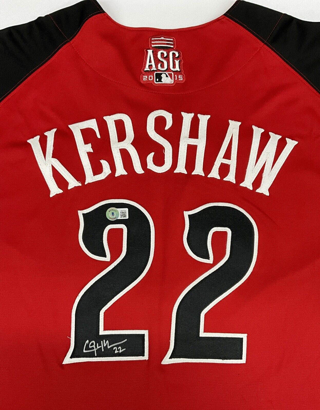 CLAYTON KERSHAW DODGERS SIGNED MAJESTIC 2015 ALL STAR GAME JERSEY BAS W341034