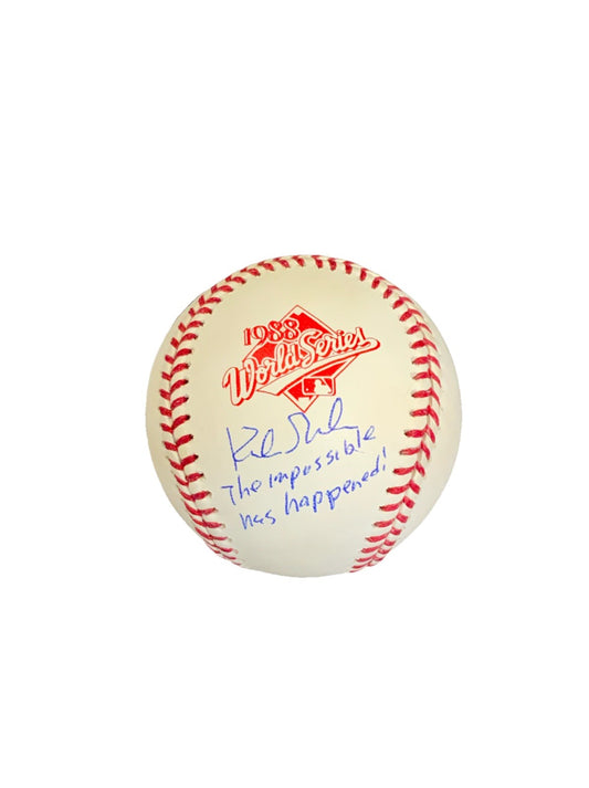KIRK GIBSON DODGERS SIGNED 88 WS BASEBALL "THE IMPOSSIBLE HAS HAPPENED" BAS ITP