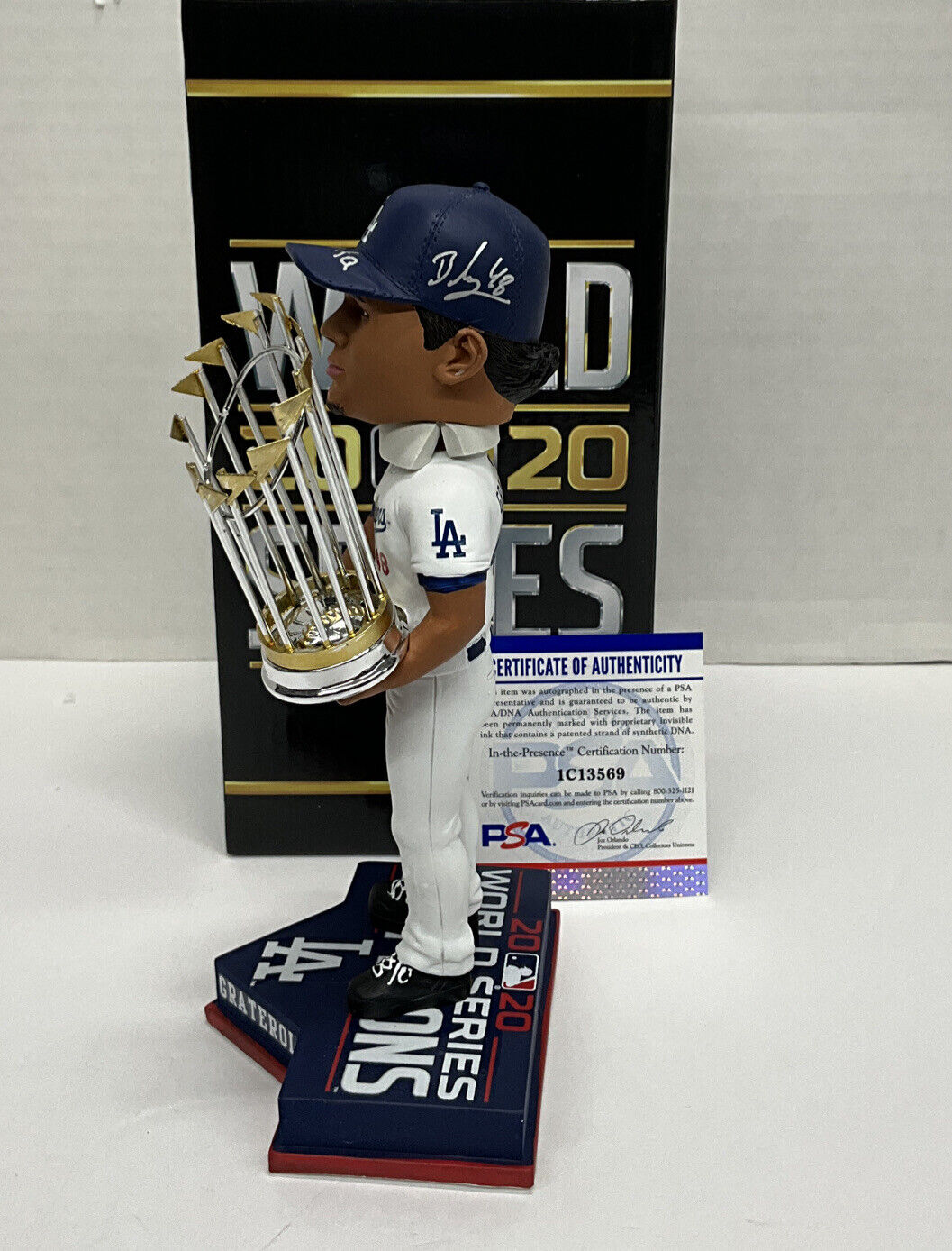 BRUSDAR GRATEROL DODGERS SIGNED 2020 WS FOCO BOBBLEHEAD "BAZOOKA" PSA 1C13569