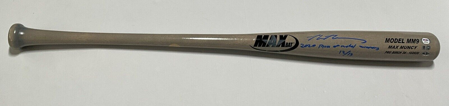 12/13 MAX MUNCY SIGNED GAME MODEL MM9 MAXBAT 2020 piece of metal winner" MLB PSA