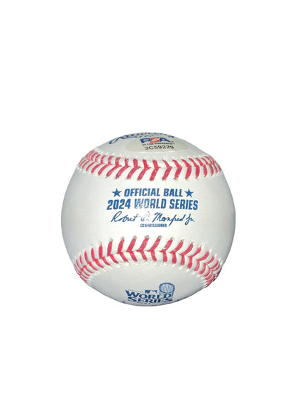 WALKER BUEHLER SIGNED 2024 WORLD SERIES BASEBALL "2024 WS LAST OUT" PSA WITNESS