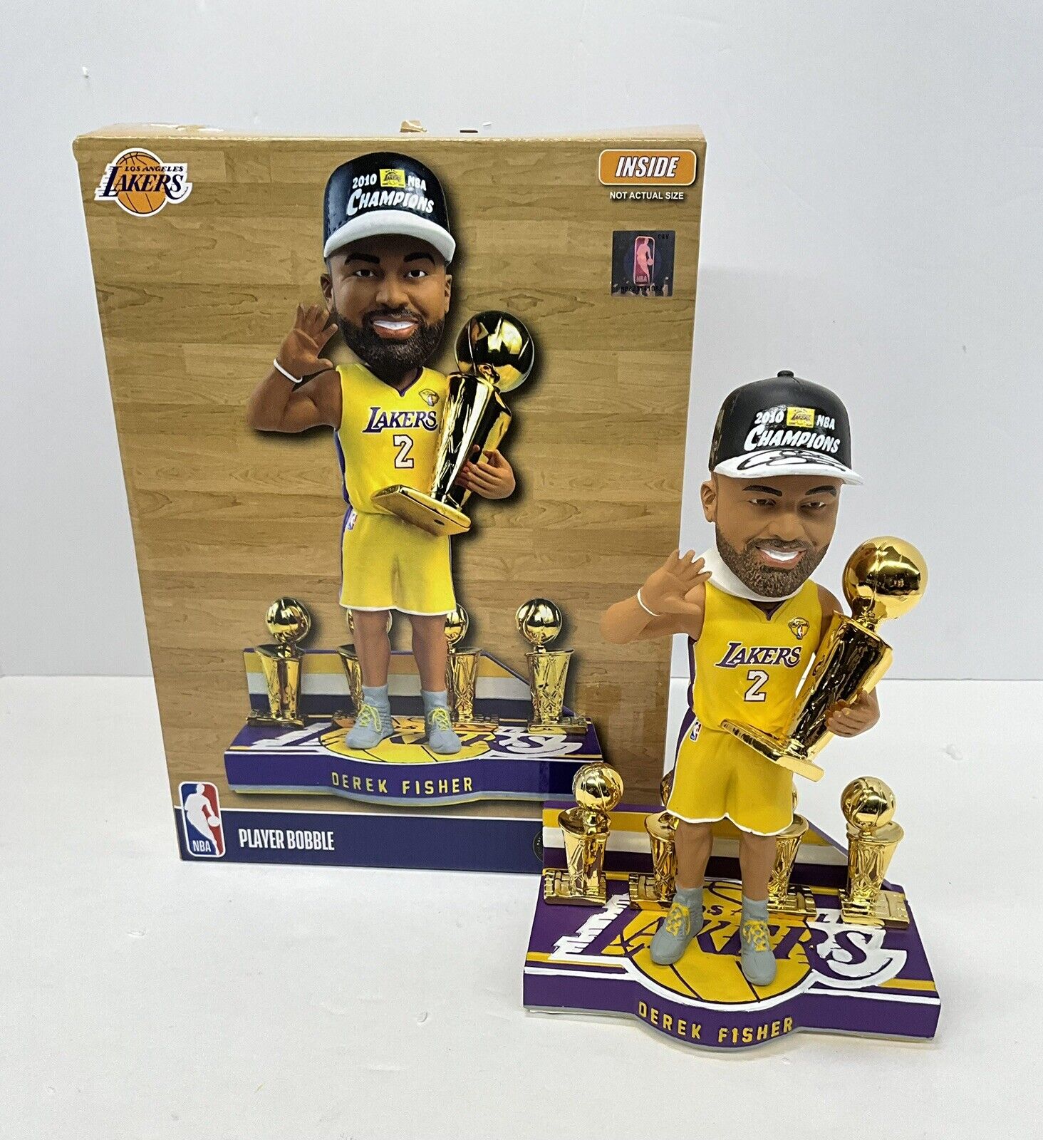 DEREK FISHER SIGNED LAKERS LIMITED FOCO BOBBLEHEAD "5X NBA CHAMP" PSA 1C61459