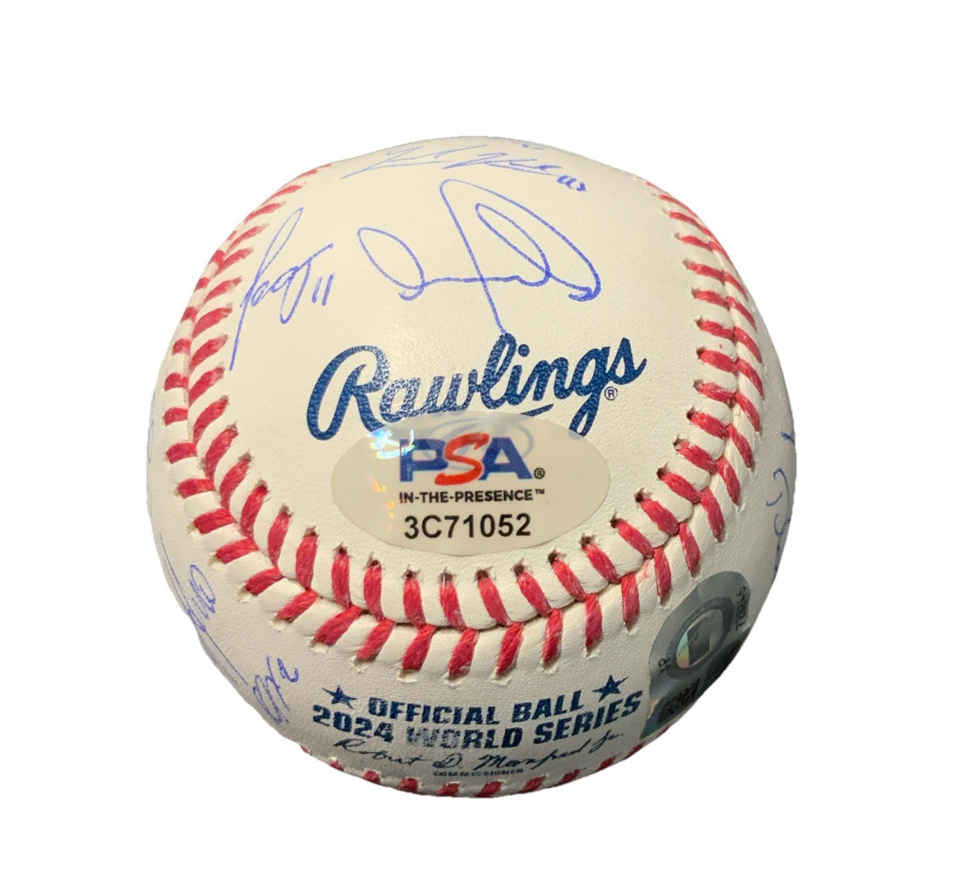 DODGERS SIGNED 2024 WORLD SERIES BALL 21 AUTOS FREEMAN TEO MUNCY BUEHLER PSA 052