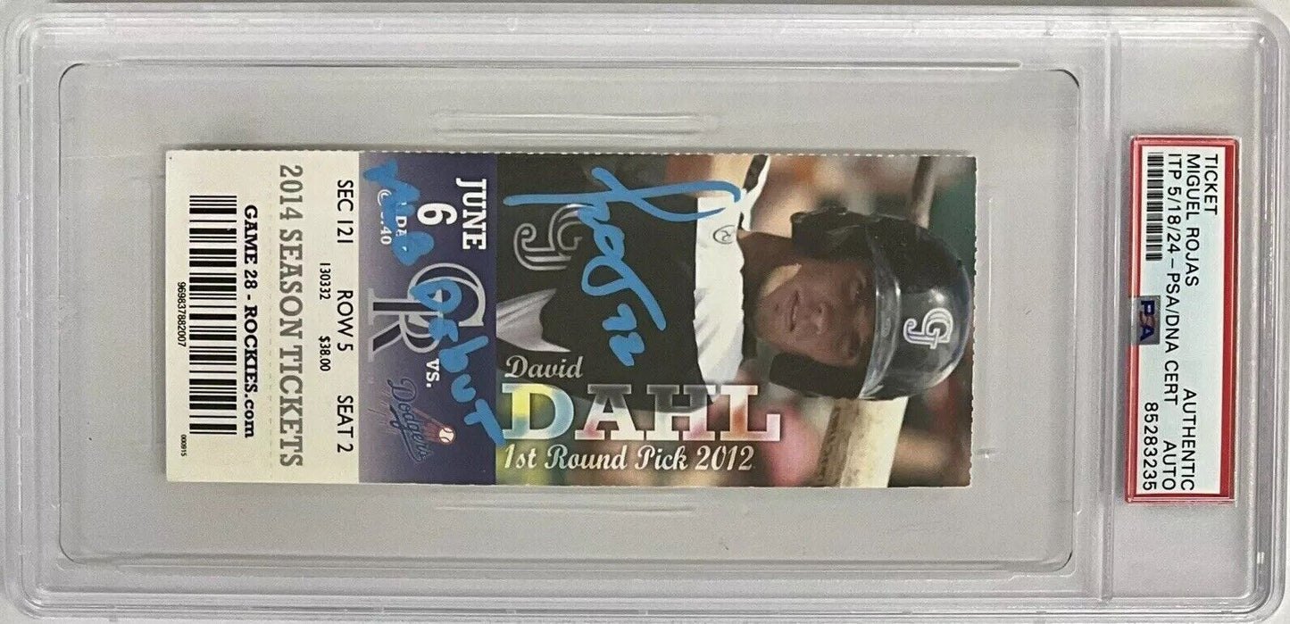 MIGUEL ROJAS DODGERS SIGNED MLB DEBUT 06/06/14 TICKET STUB PSA ITP 85283235