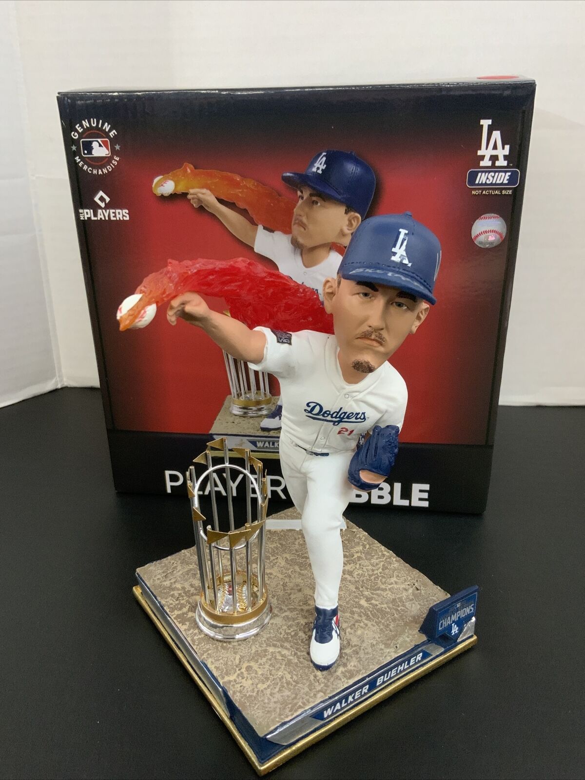 WALKER BUEHLER DODGERS SIGNED FLAME THROWING CHAMPIONSHIP BOBBLEHEAD BUETANE BAS