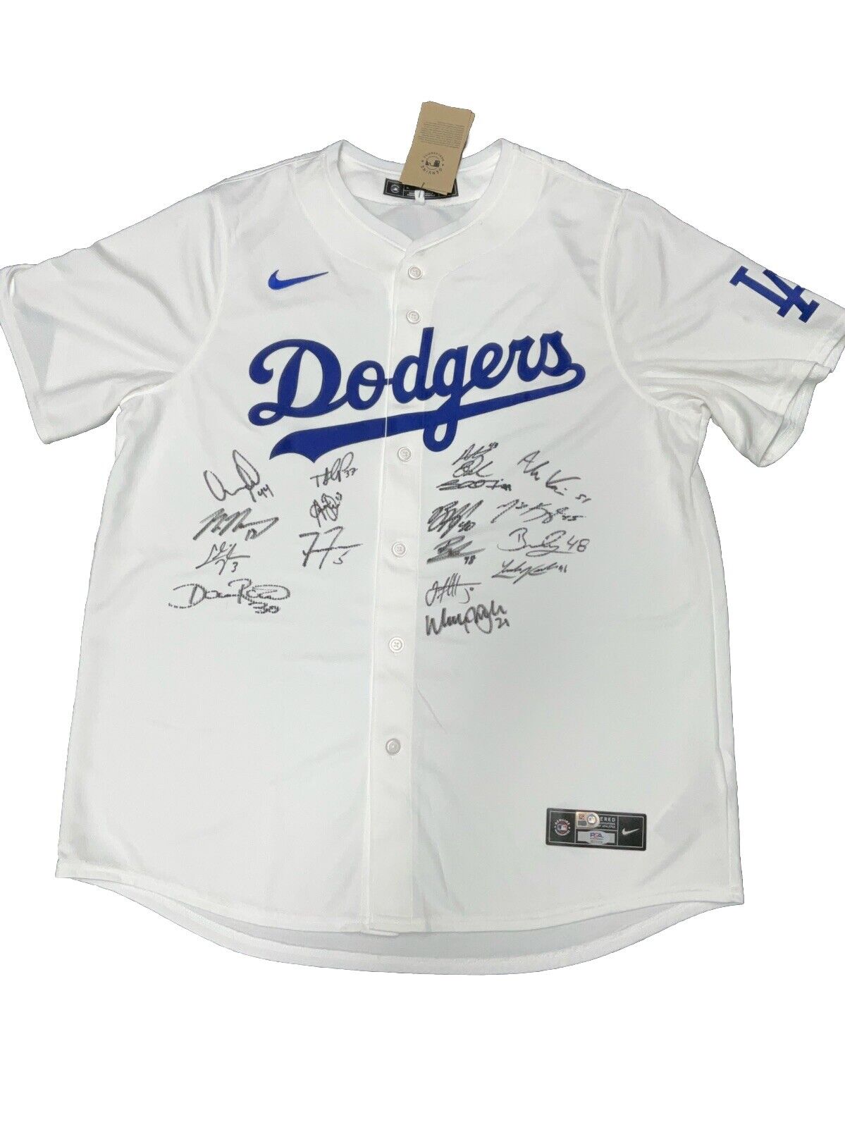 2024 WORLD SERIES CHAMPS DODGERS SIGNED NIKE JERSEY 17 AUTOS FREEMAN TEO PSA 118