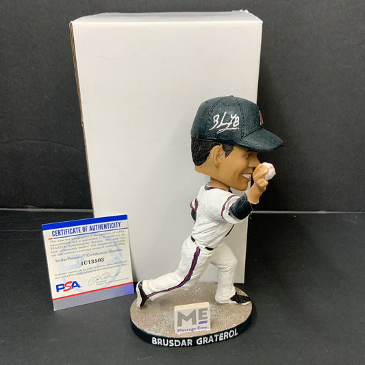 BRUSDAR GRATEROL DODGERS SIGNED MIRACLE MIGHTY MUSSELS BOBBLEHEAD PSA 1C13503