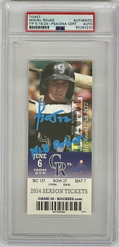 MIGUEL ROJAS DODGERS SIGNED MLB DEBUT 06/06/14 TICKET STUB PSA ITP 85283233