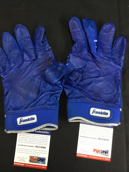 EDWIN RIOS DODGERS SIGNED & INSCRIBED GAME USED BATTING GLOVES PSA RG14866 / 70