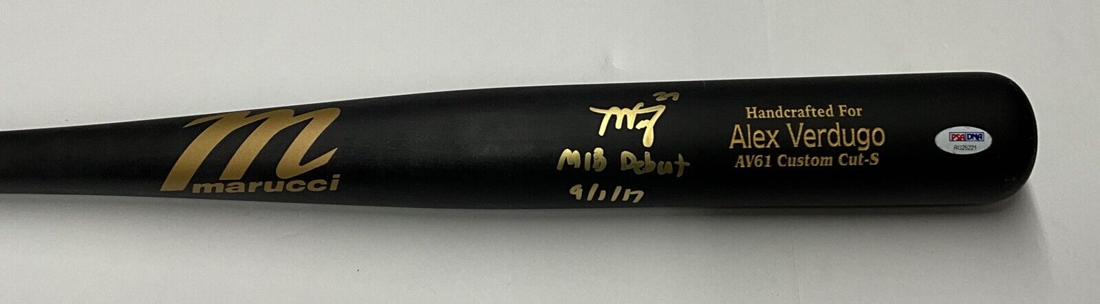 ALEX VERDUGO YANKEES SIGNED MARUCCI MODEL BAT AV61 "MLB DEBUT 9/1/17 PSA RG25221