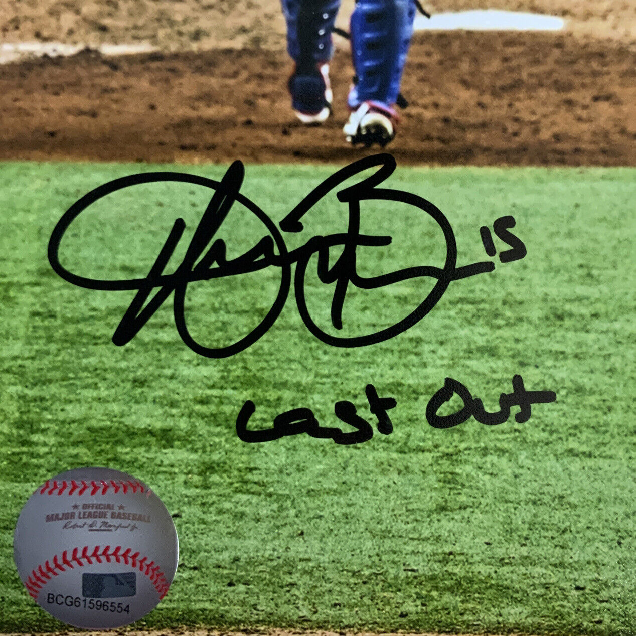 JULIO URIAS AUSTIN BARNES DODGERS SIGNED 8X10 PHOTO "LAST OUT, WS CHAMPS" BAS