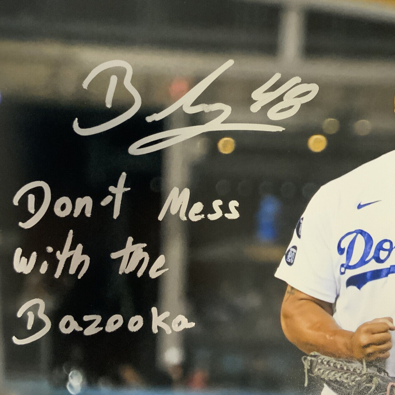 BRUSDAR GRATEROL SIGNED 16X20 SHOUTING PHOTO "DON'T MESS WITH THE BAZOOKA" PSA