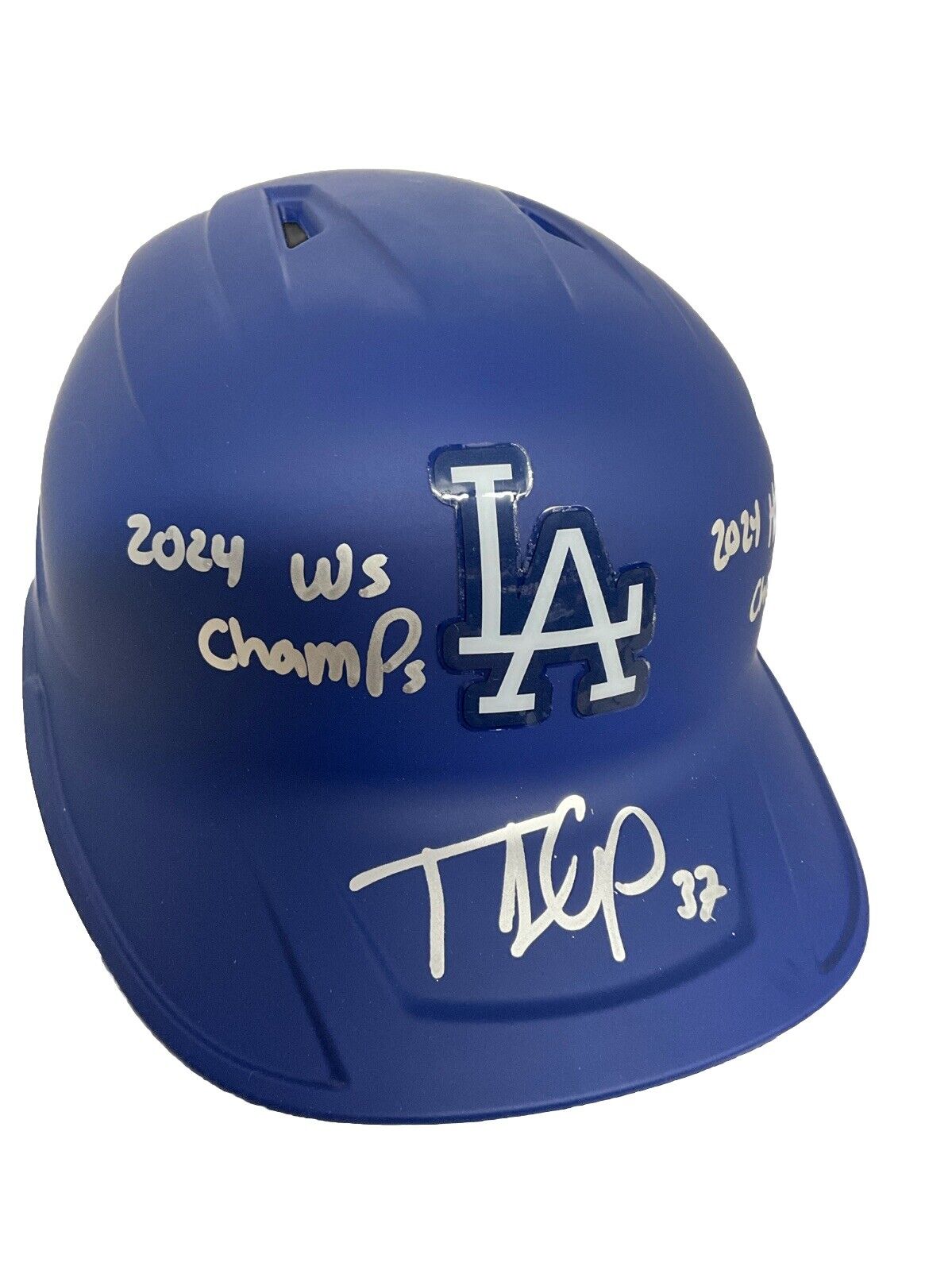 TEOSCAR HERNANDEZ SIGNED DODGERS HELMET "2024 WS CHAMPS. HR DERBY CHAMP" PSA 115