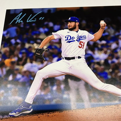 ALEX VESIA DODGERS 2024 WS CHAMPION SIGNED 11X14 PITCHING PHOTO BAS
