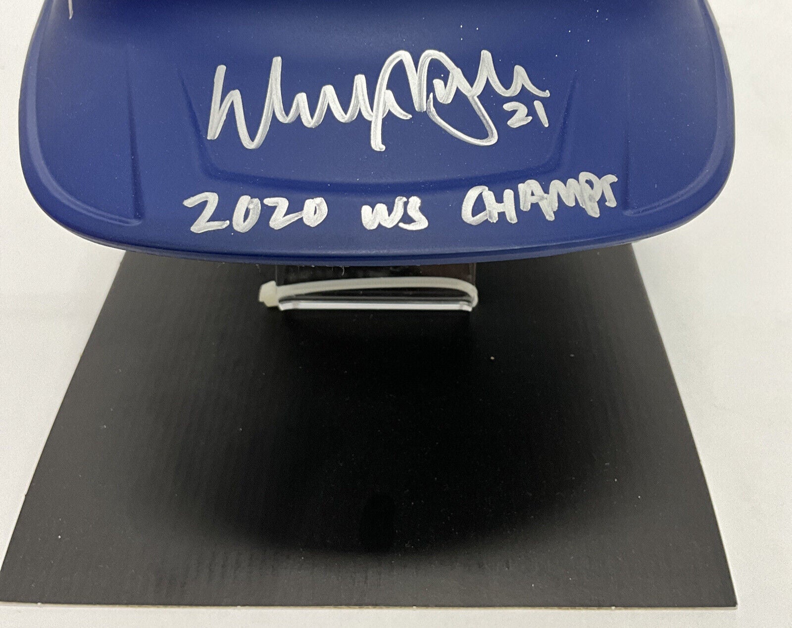 WALKER BUEHLER WS CHAMP SIGNED DODGERS FULL SIZE HELMET 3 INSCRIPT BAS WW31168